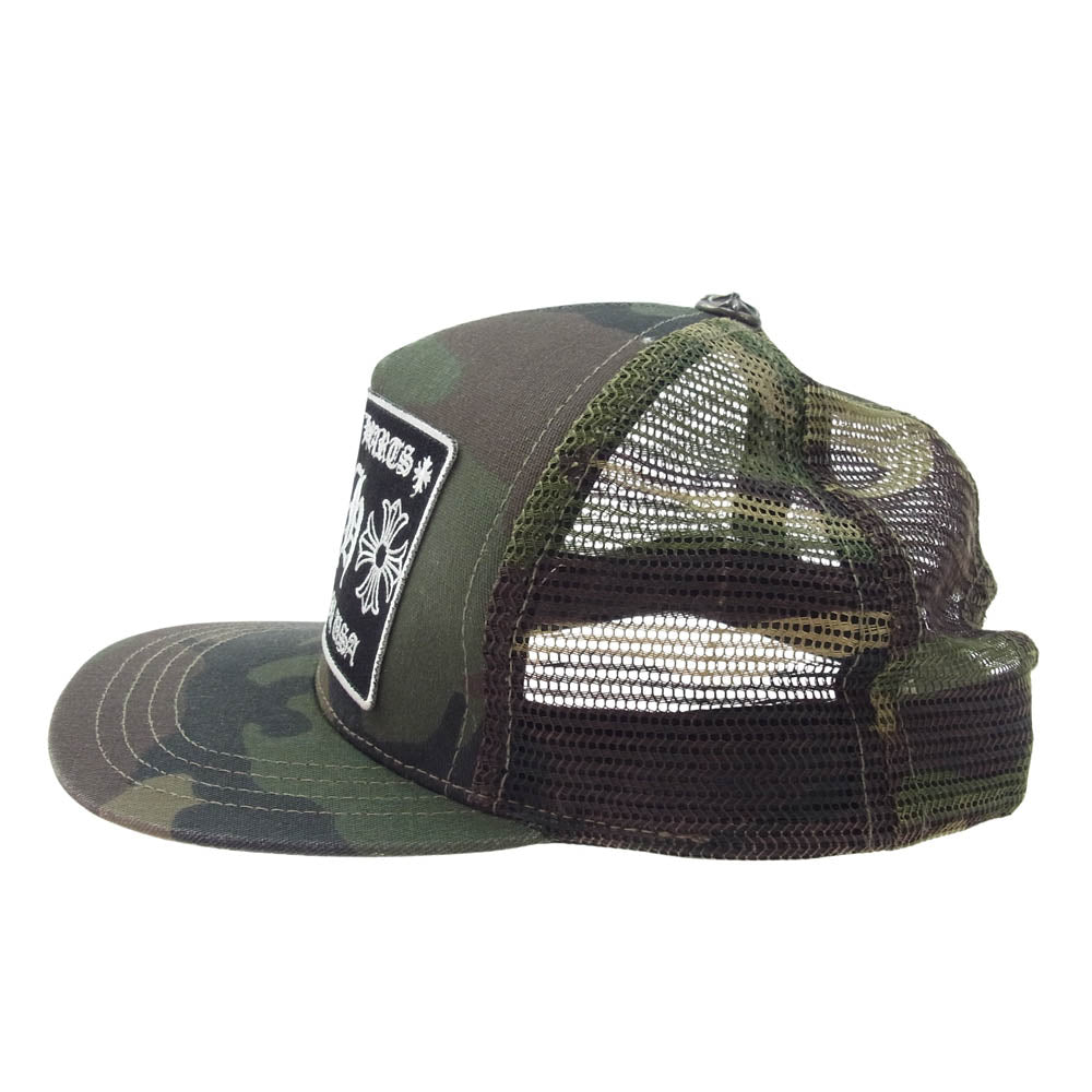 CHROME HEARTS クロムハーツ（原本無） TRUCKER CAP トラッカー キャップ カモ柄 CHロゴパッチ クロスボール付 メッシュ キャップ 帽子 カーキ系【中古】