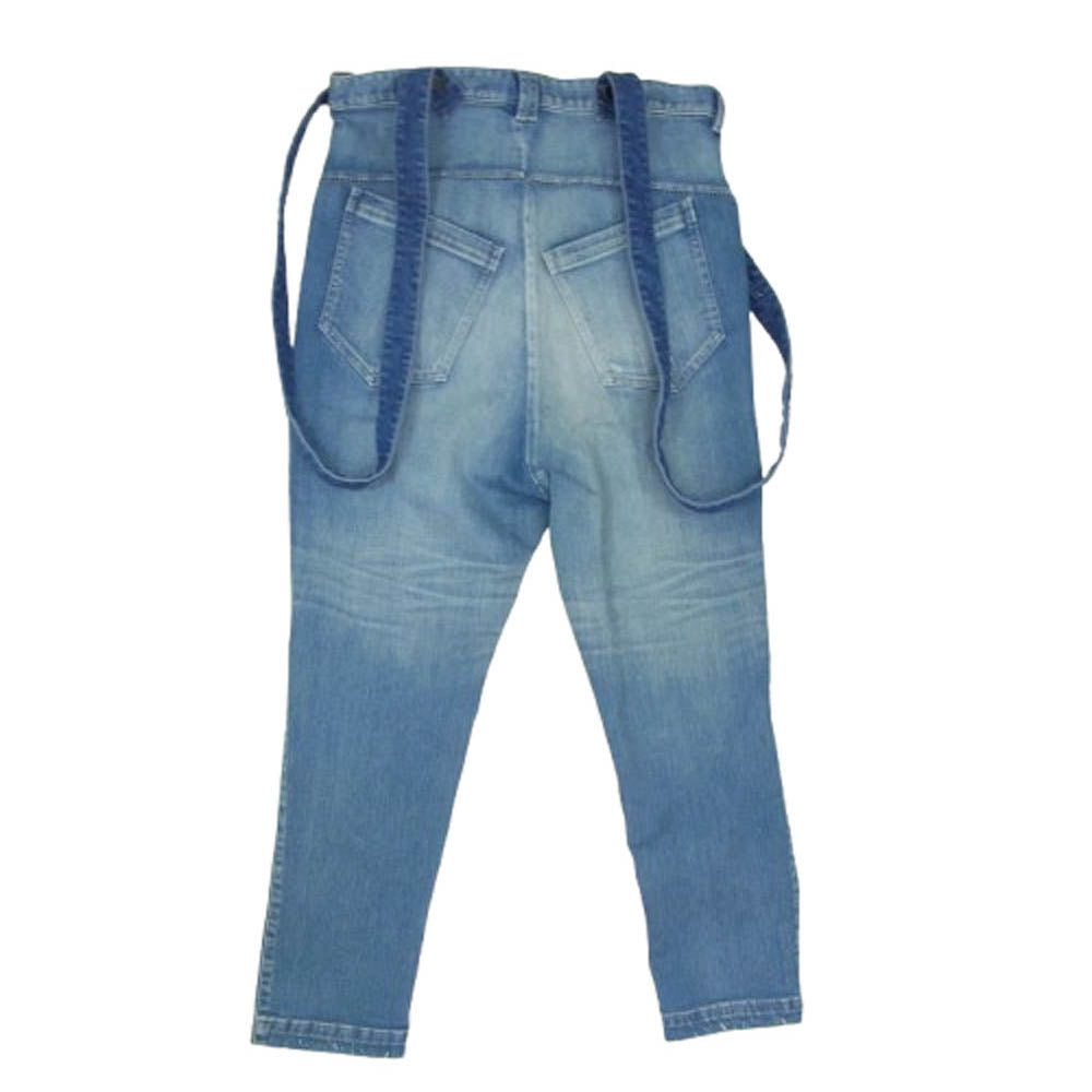 バジュラ ダメージ加工 サスペンダー ストレッチ サルエル デニムパンツ インディゴブルー系 4【中古】