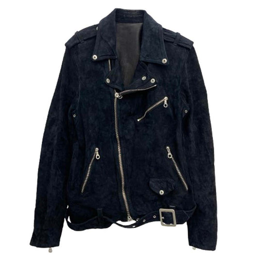 ISAMUKATAYAMA BACKLASH イサムカタヤマバックラッシュ 1878-RS 11878-07RS ジャパンカーフレザー スエード ダブルライダースジャケット ミッドナイトブラック ブラック系 L【中古】