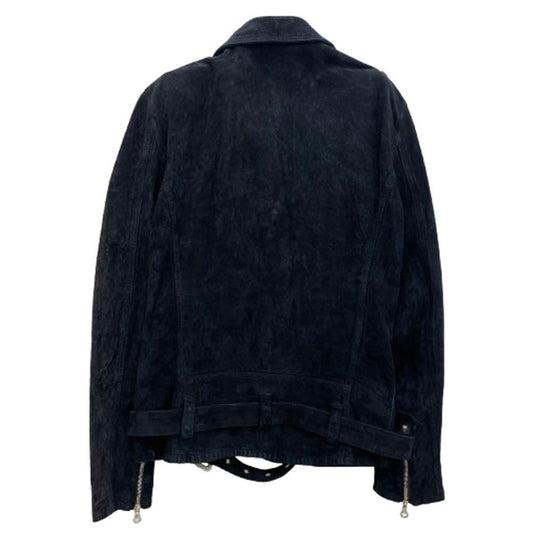 ISAMUKATAYAMA BACKLASH イサムカタヤマバックラッシュ 1878-RS 11878-07RS ジャパンカーフレザー スエード ダブルライダースジャケット ミッドナイトブラック ブラック系 L【中古】