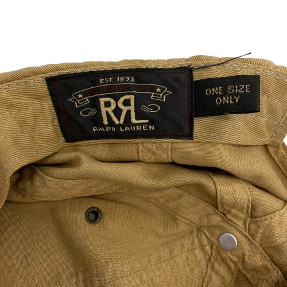 RRL ダブルアールエル トラッカー 刺繍 レザー アジャスター キャップ ベージュ系【中古】