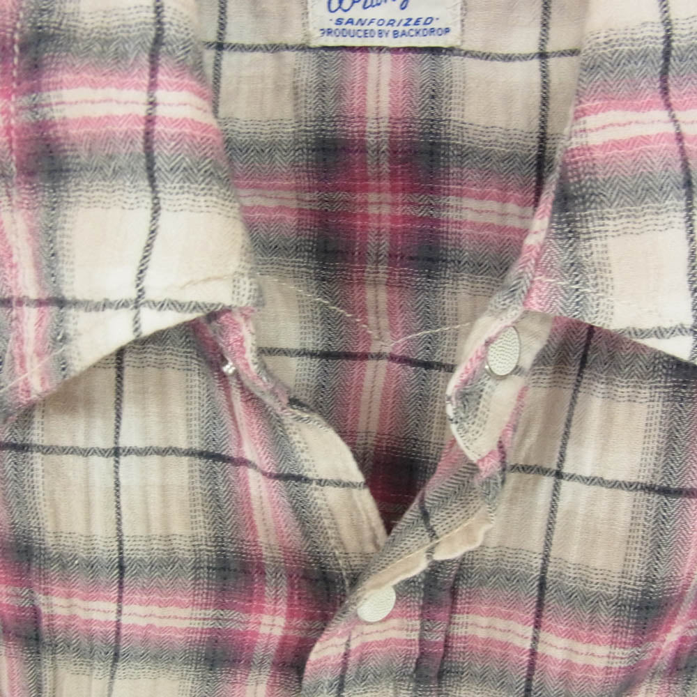 Wrangler ラングラー チェック ウエスタン 長袖 シャツ ピンク系 S【中古】