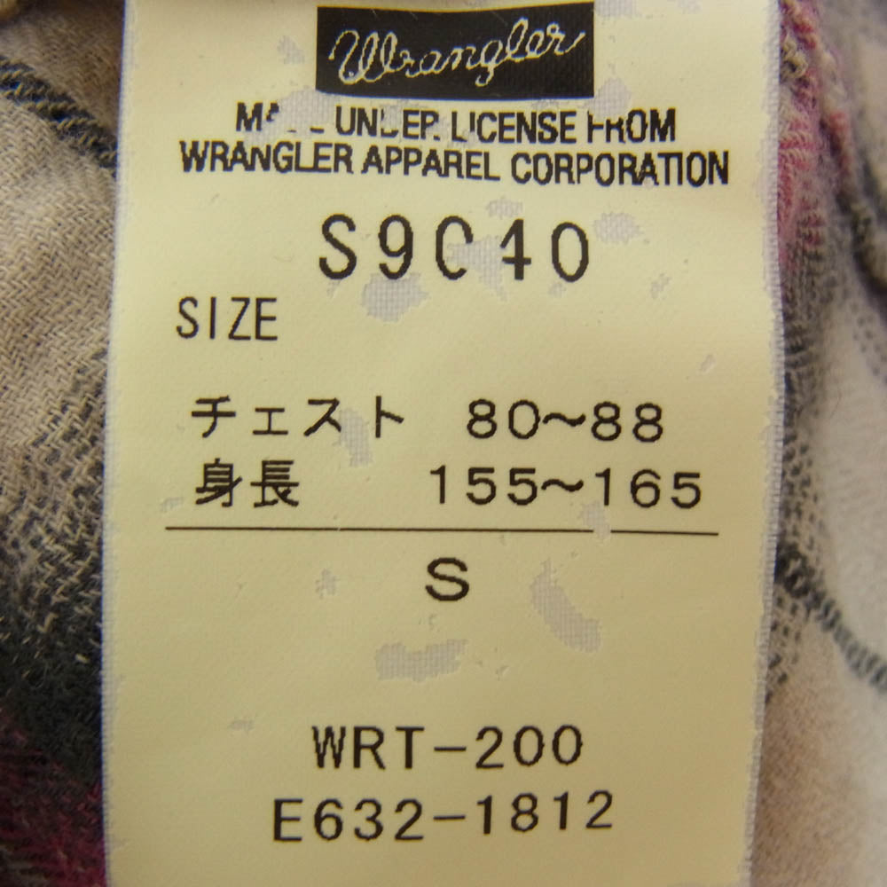 Wrangler ラングラー チェック ウエスタン 長袖 シャツ ピンク系 S【中古】