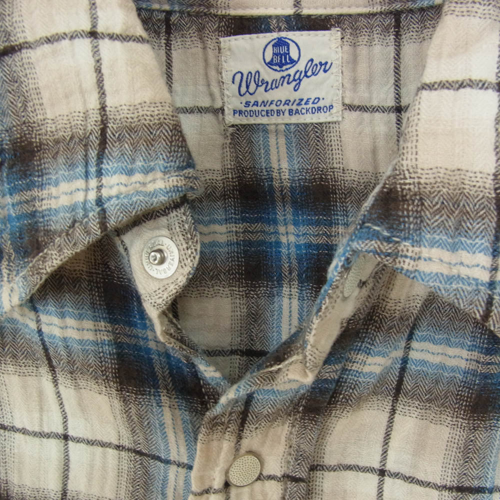 Wrangler ラングラー S9040 チェック ウエスタン 長袖 シャツ ブルー系 S【中古】