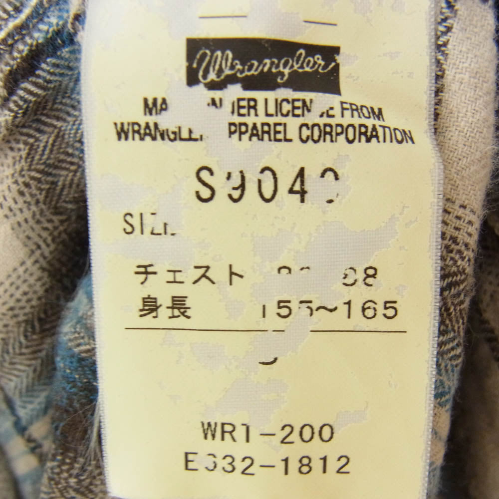 Wrangler ラングラー S9040 チェック ウエスタン 長袖 シャツ ブルー系 S【中古】