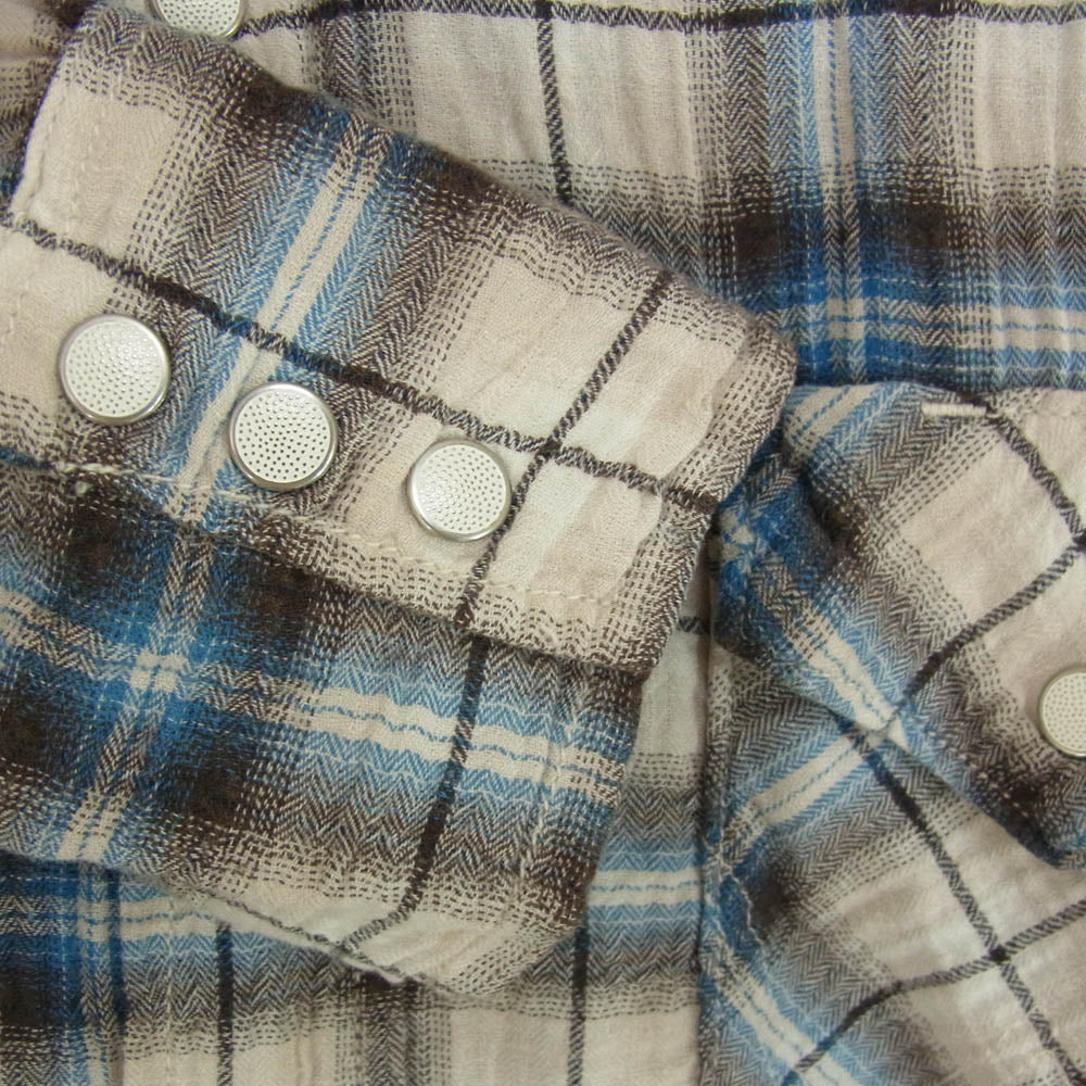 Wrangler ラングラー S9040 チェック ウエスタン 長袖 シャツ ブルー系 S【中古】