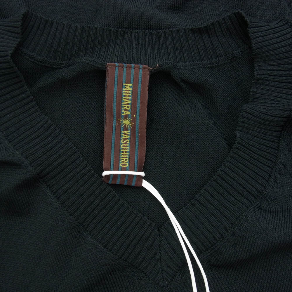 MIHARA YASUHIRO ミハラヤスヒロ 42551503 SIDE ZIP KNIT O/P サイドプリーツ ジップ レーヨン Vネック ニット ワンピース ブラック系 38【極上美品】【中古】