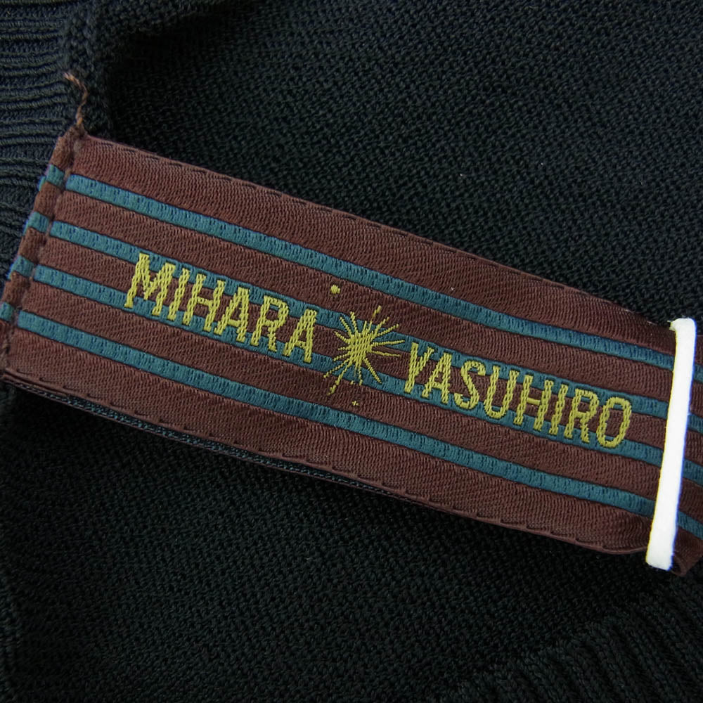 MIHARA YASUHIRO ミハラヤスヒロ 42551503 SIDE ZIP KNIT O/P サイドプリーツ ジップ レーヨン Vネック ニット ワンピース ブラック系 38【極上美品】【中古】