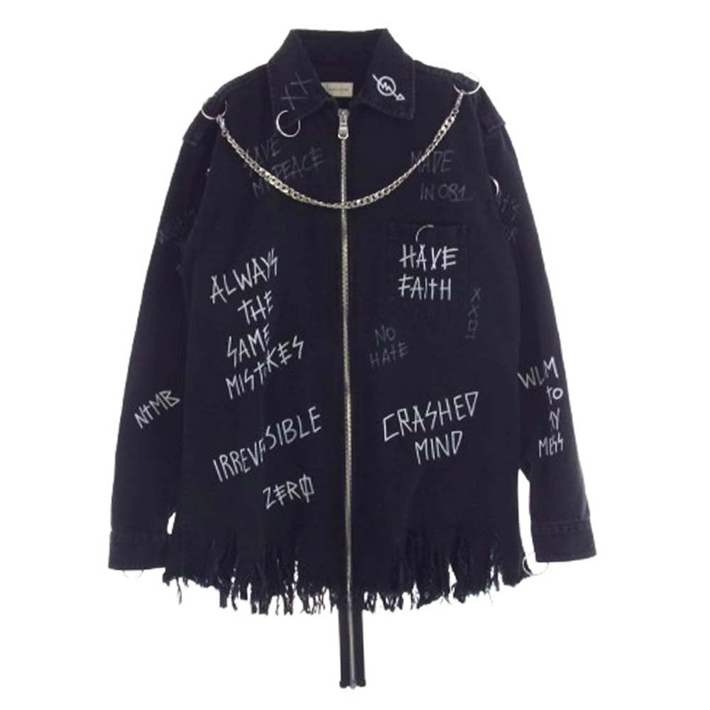 フェイスコネクション 19AW X5813DNTMB7 NTMB FAITH DENIM SHIRT 裾フリンジ デニム シャツ ジャケット ブラック系 M【中古】