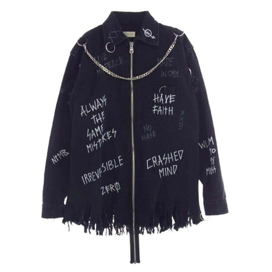 フェイスコネクション 19AW X5813DNTMB7 NTMB FAITH DENIM SHIRT 裾フリンジ デニム シャツ ジャケット ブラック系 M【中古】