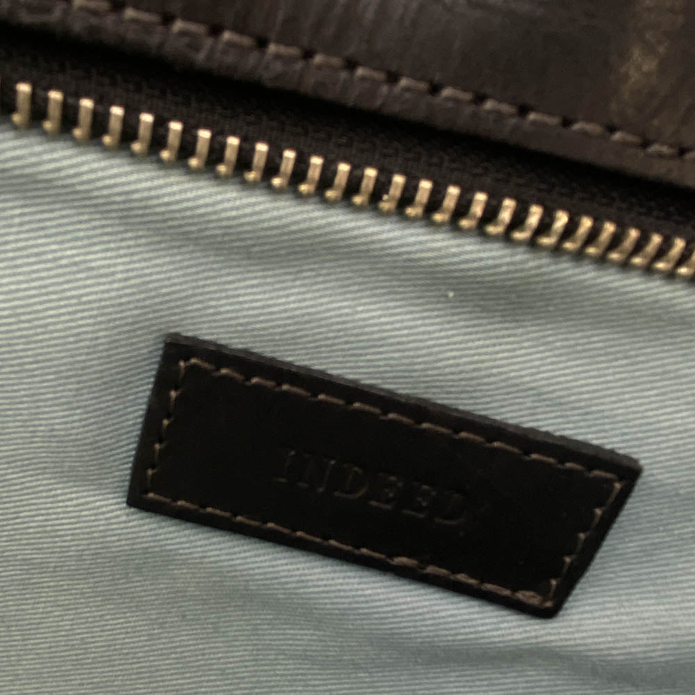 インディード オールレザー トートバッグ 本革 ハンドバッグ 本皮 カバン ブラック系【中古】