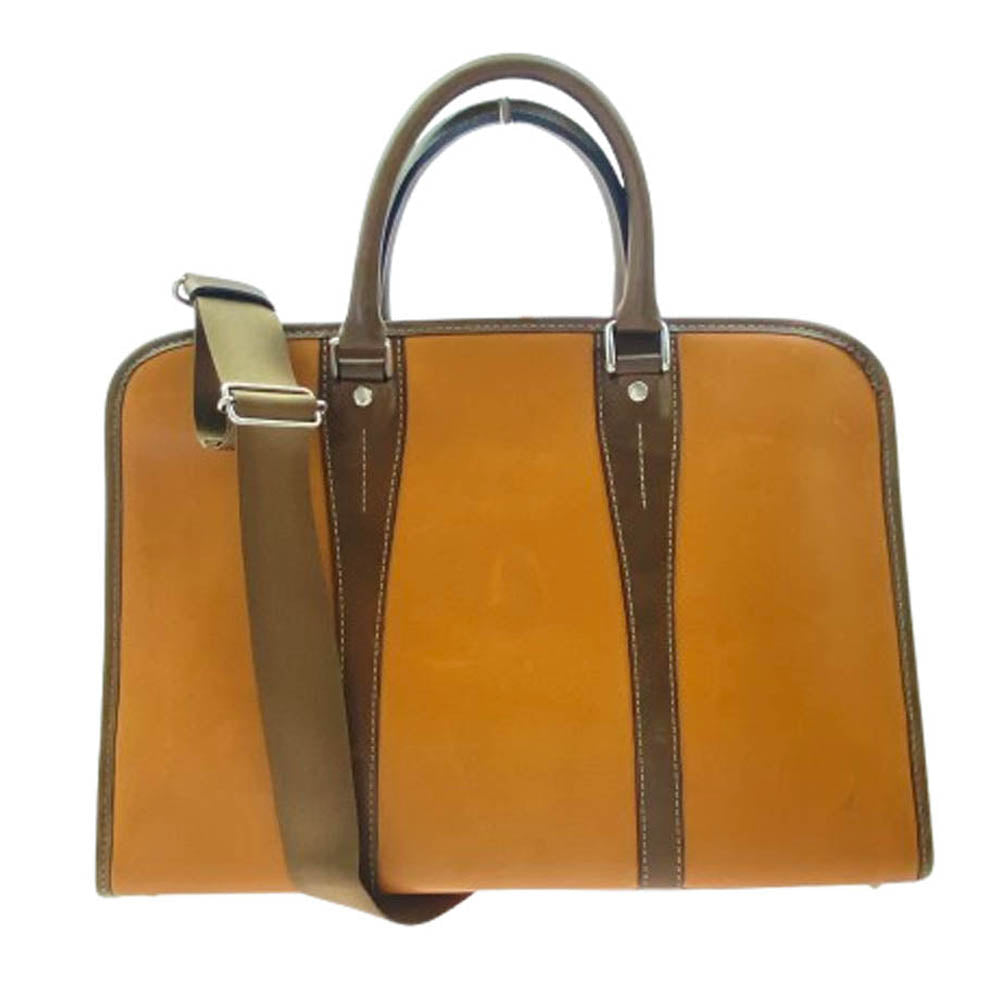 インディード 2way ショルダーストラップ付 レザー ブリーフケース ビジネスバッグ ライトブラウン ブラウン系【中古】