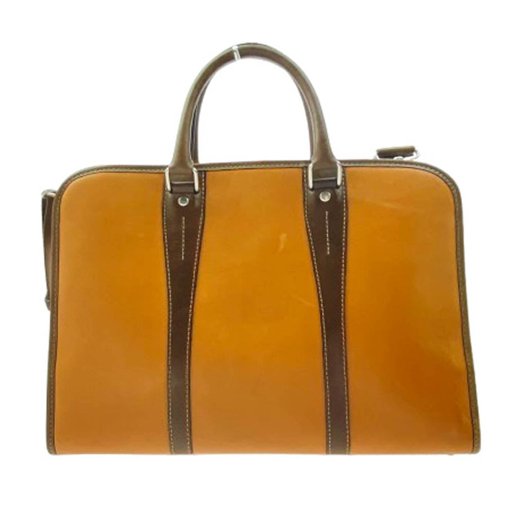 インディード 2way ショルダーストラップ付 レザー ブリーフケース ビジネスバッグ ライトブラウン ブラウン系【中古】