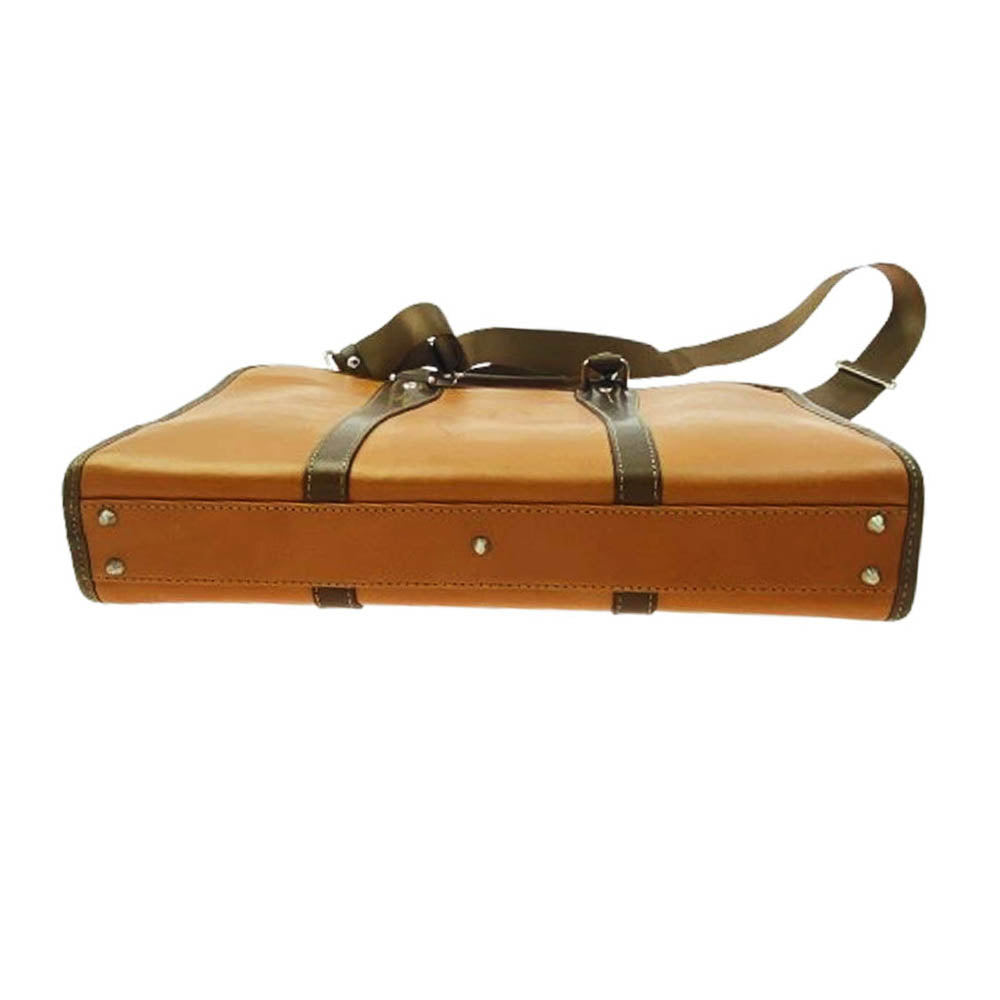 インディード 2way ショルダーストラップ付 レザー ブリーフケース ビジネスバッグ ライトブラウン ブラウン系【中古】