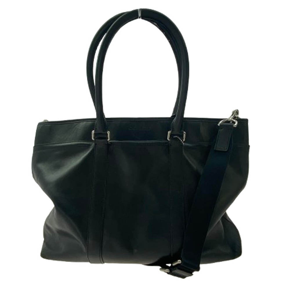 COACH コーチ F71562 ヘリテージ レキシントンレザー 2WAYショルダー ビジネス トートバッグ ブラック系【中古】