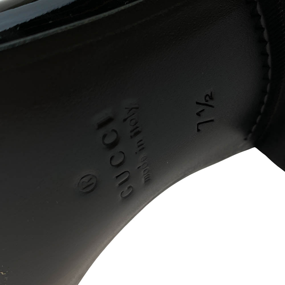 GUCCI グッチ 730134 インターロッキングG エナメル ローファー シューズ ブラック系 7.5【新古品】【未使用】【中古】