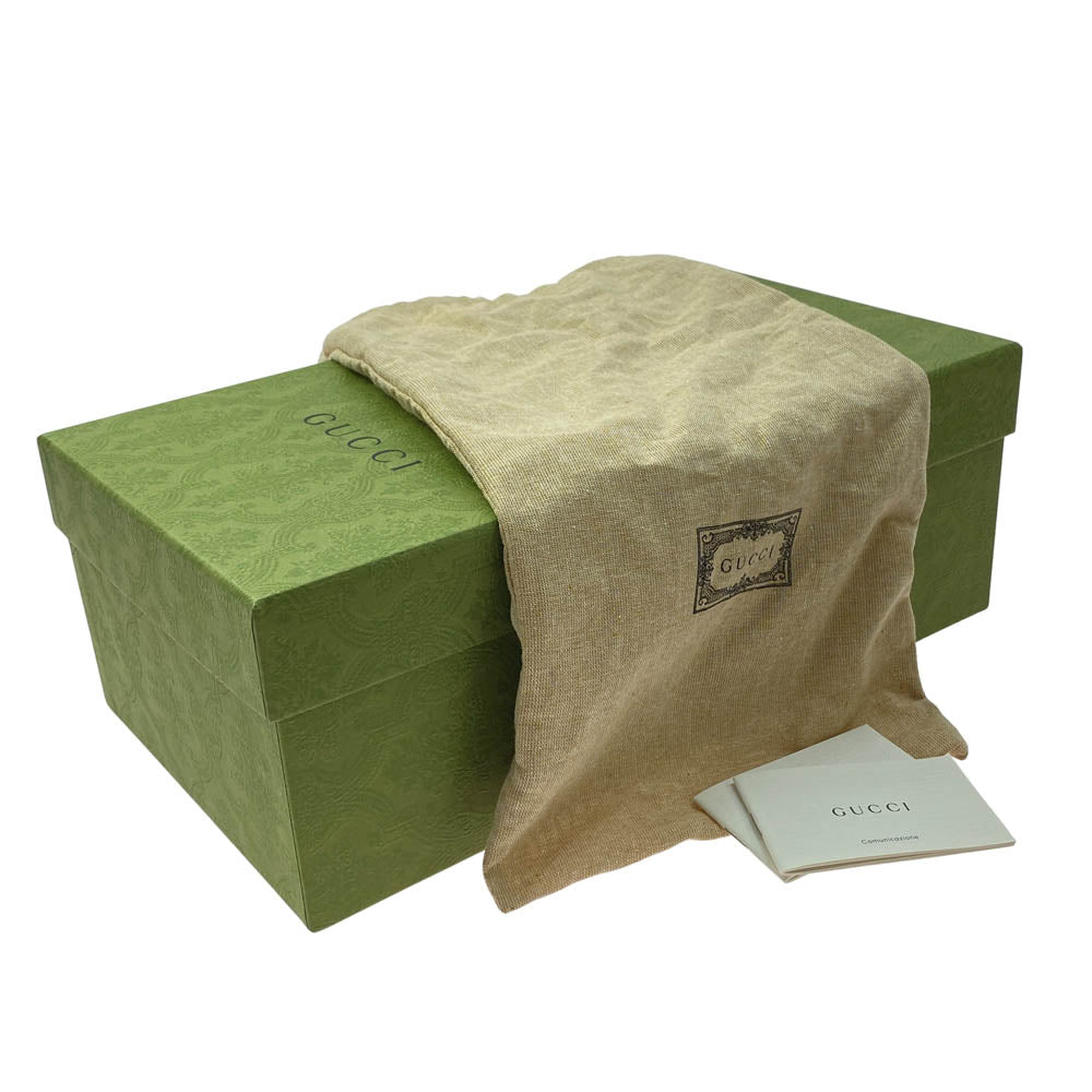 GUCCI グッチ 730134 インターロッキングG エナメル ローファー シューズ ブラック系 7.5【新古品】【未使用】【中古】