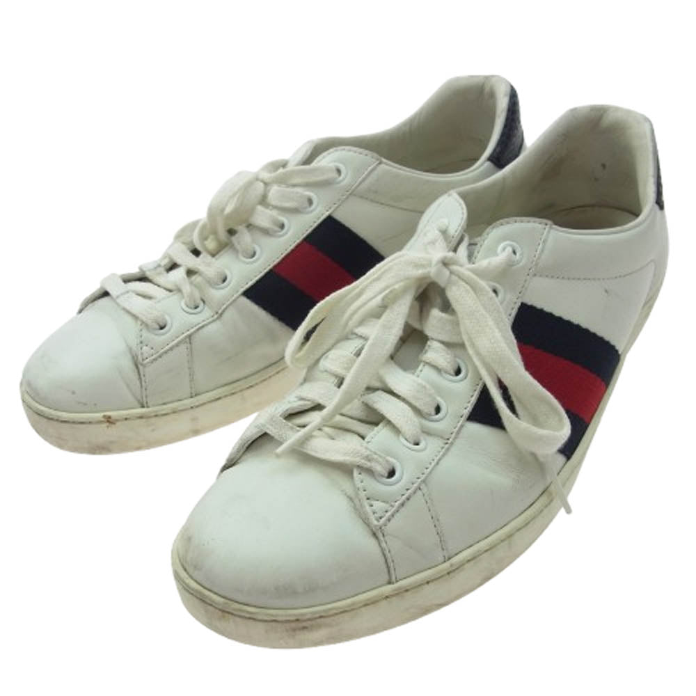 GUCCI グッチ 386750 シェリーライン ローカット スニーカー ホワイト系 7.5【中古】