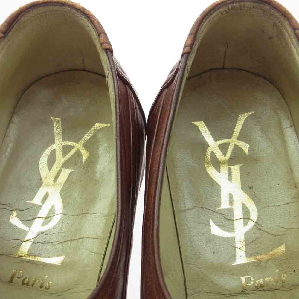 YVES SAINT LAURENT イヴサンローラン レザー シューズ ブラウン系 25.5EEE【中古】