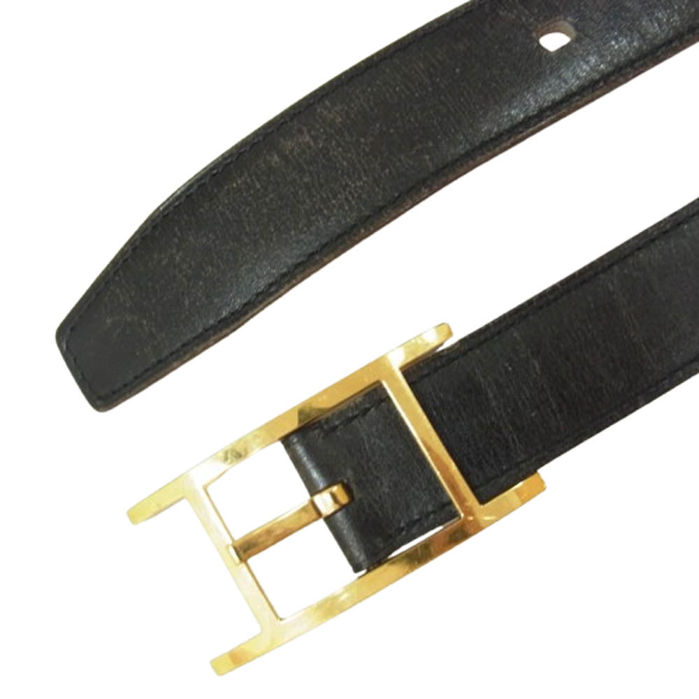 HERMES エルメス □C 刻印 マルジェラ期  アピ3 レザー ベルト ゴールド 金具 ブラウン系 95【中古】
