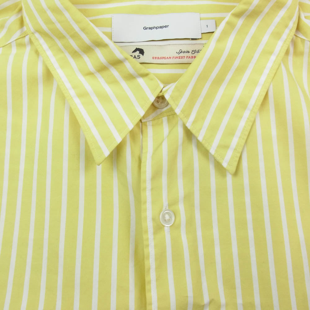 GRAPHPAPER グラフペーパー 24SS GM242-50004 SIDOGRAS S/S Oversized Regular Collar Shirt シドグラス 半袖 シャツ イエロー系 1【中古】