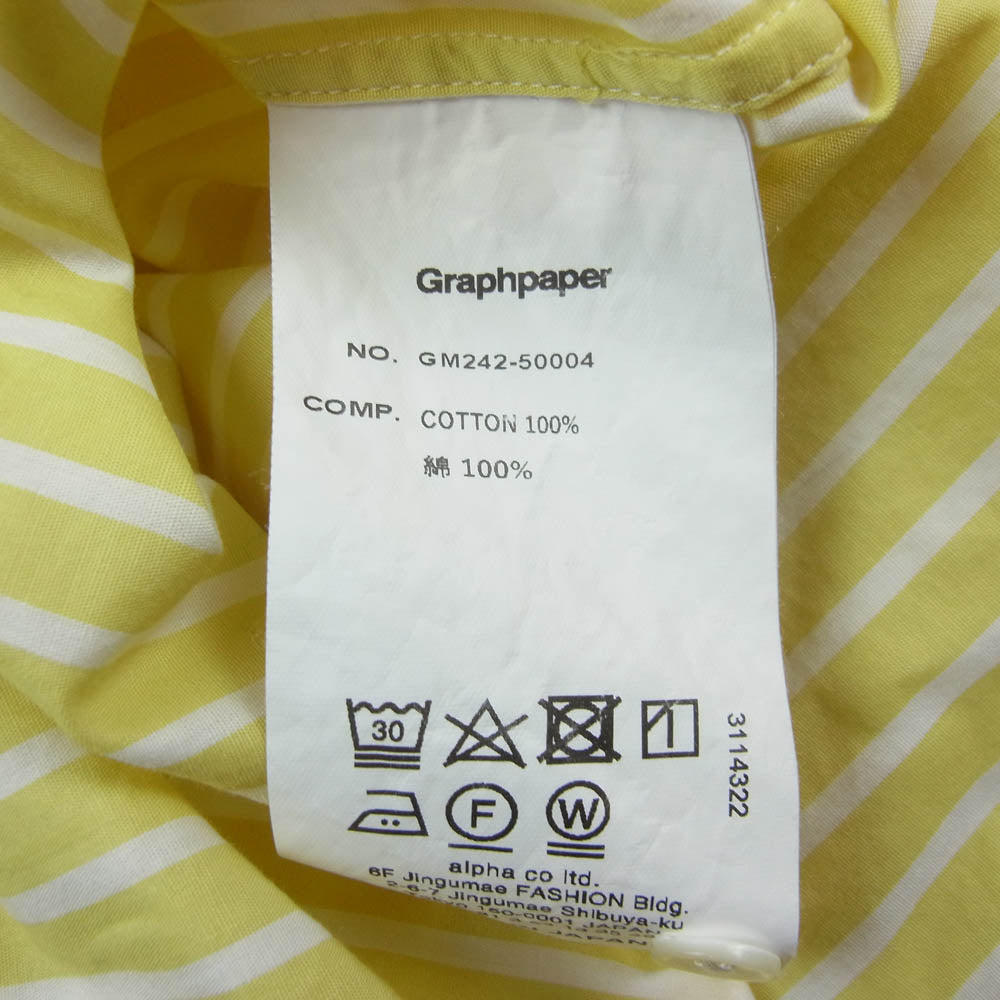 GRAPHPAPER グラフペーパー 24SS GM242-50004 SIDOGRAS S/S Oversized Regular Collar Shirt シドグラス 半袖 シャツ イエロー系 1【中古】