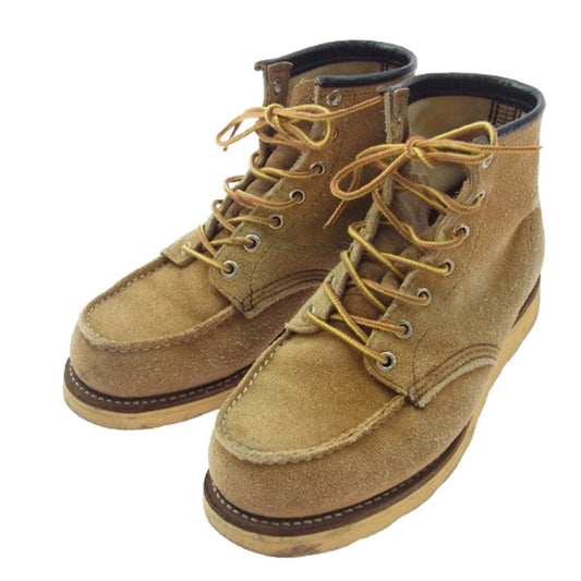 RED WING レッドウィング 8173 USA製 90s 四角犬タグ スエード アイリッシュセッター ラフアウト モックトゥ ブーツ ライトブラウン系 サイズ不明  インソール25.5cm【中古】