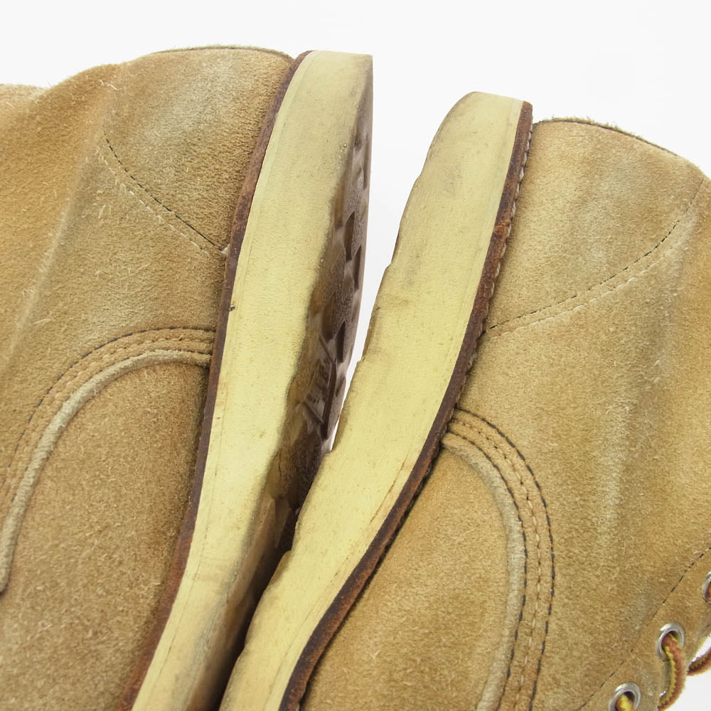 RED WING レッドウィング 8173 USA製 90s 四角犬タグ スエード アイリッシュセッター ラフアウト モックトゥ ブーツ ライトブラウン系 サイズ不明  インソール25.5cm【中古】