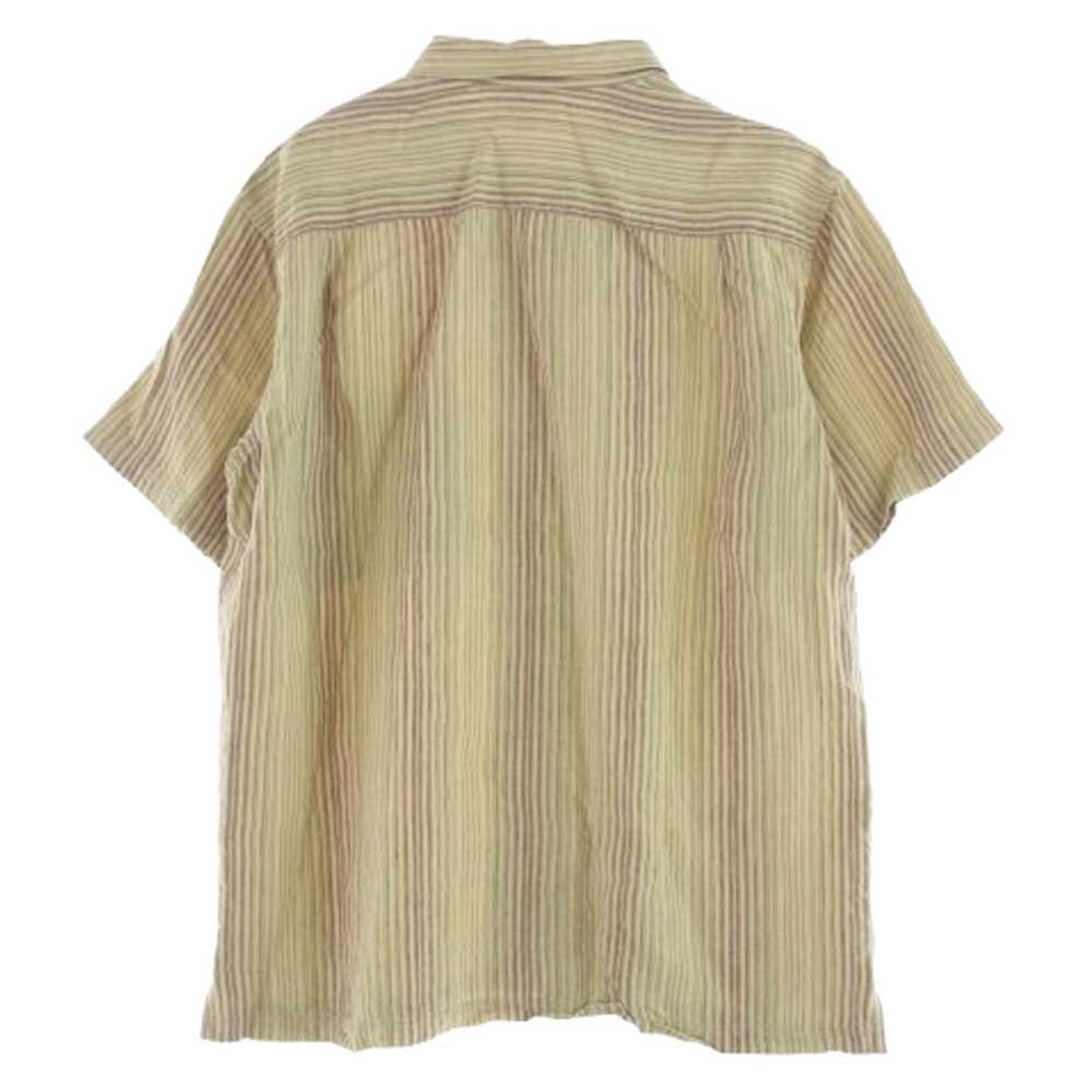patagonia パタゴニア 53135S8 Hemp Shirt ストライプ柄 半袖 ヘンプシャツ ベージュ系 グリーン系 L【中古】
