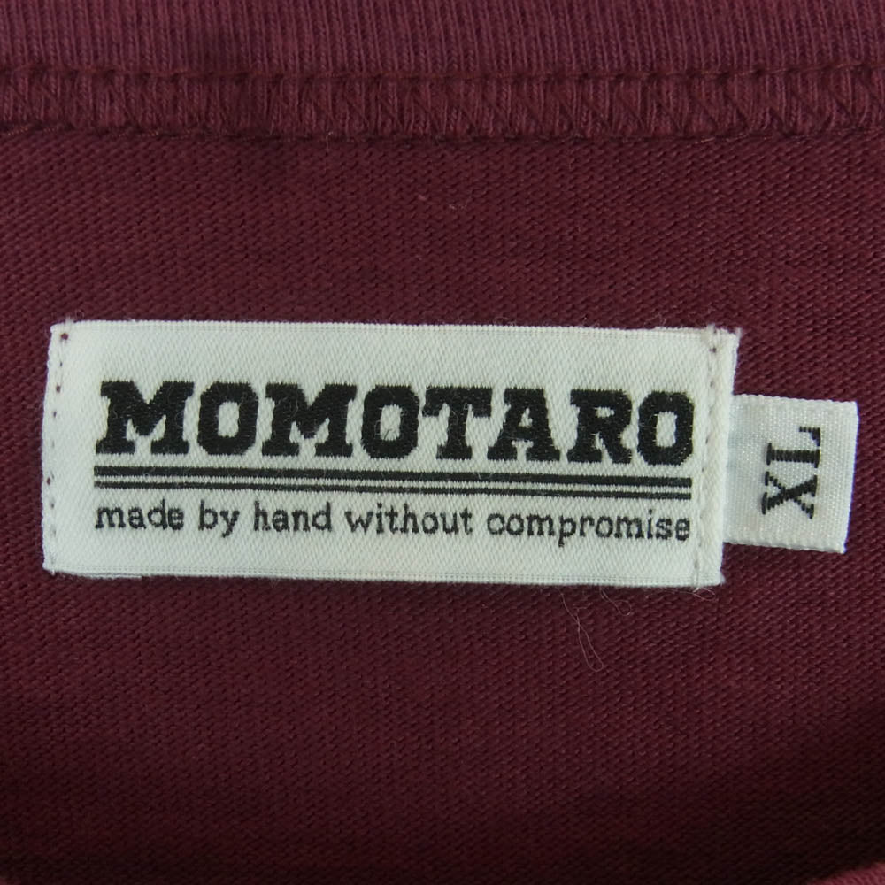 MOMOTARO JEANS 桃太郎ジーンズ FIELDING SPECIALIST プリント 半袖 Tシャツ 日本製 エンジ系 XL【中古】