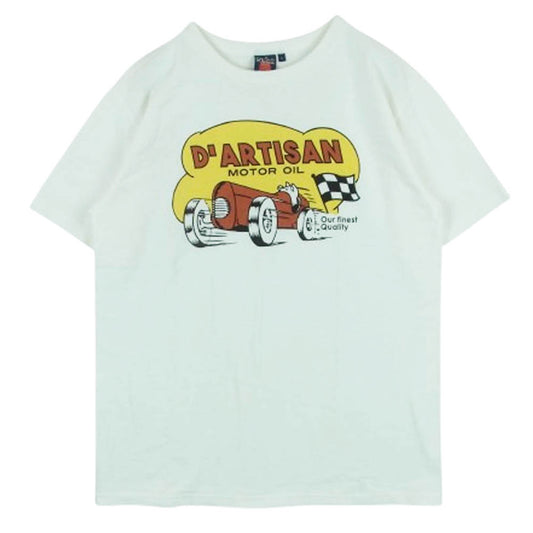 STUDIO D’ARTISAN ステュディオダルチザン フロント プリント 半袖 Tシャツ コットン 日本製 ホワイト系 L【中古】