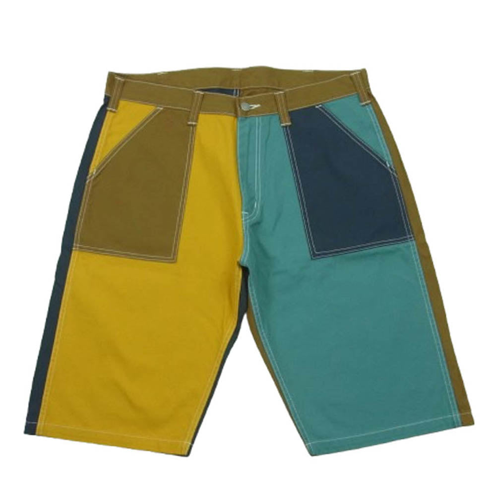 KOJIMA GENES 児島ジーンズ クレイジーパターン ハーフパンツ ショートパンツ ワーク ベイカー パンツ イエロー系 ブルー系 36【中古】