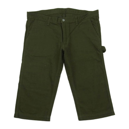 MOMOTARO JEANS 桃太郎ジーンズ 02-063 出陣 ダック クロップド ショーツ ハーフ ペインター パンツ モスグリーン系 W36【中古】
