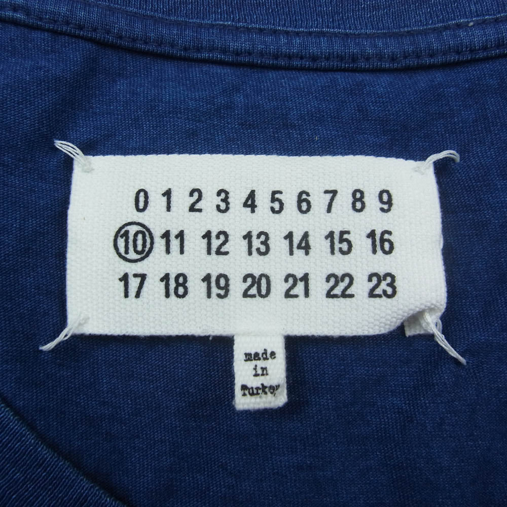 MAISON MARGIELA メゾンマルジェラ S50GC0457 四つタグ コットンクルーネック 半袖 Tシャツ インディゴブルー系 L【中古】