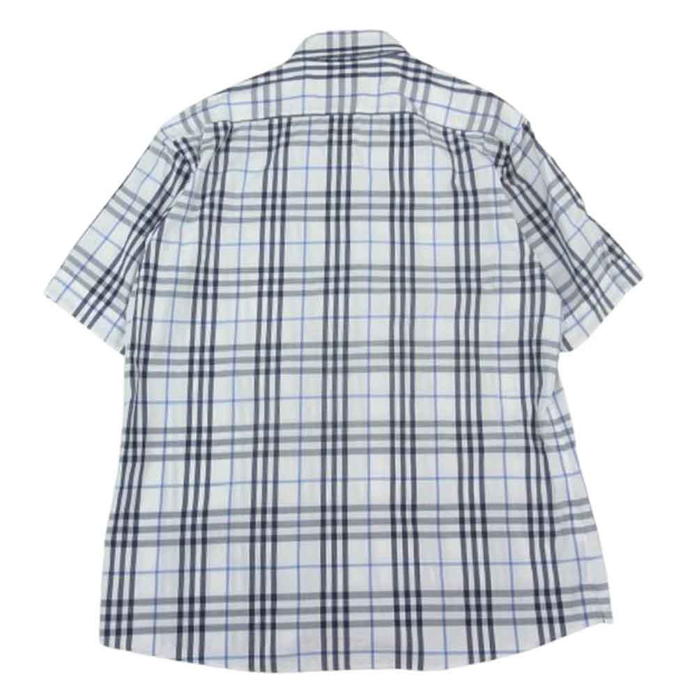 BURBERRY BLACK LABEL バーバリーブラックレーベル ボタンダウン チェック柄 半袖シャツ ホワイト系 3【中古】