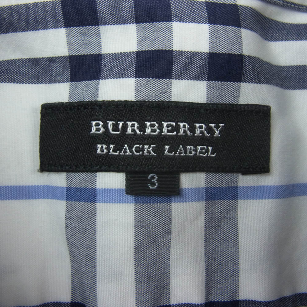 BURBERRY BLACK LABEL バーバリーブラックレーベル ボタンダウン チェック柄 半袖シャツ ホワイト系 3【中古】