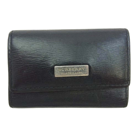 BURBERRY BLACK LABEL バーバリーブラックレーベル ロゴプレート レザー キーケース ブラック系【中古】