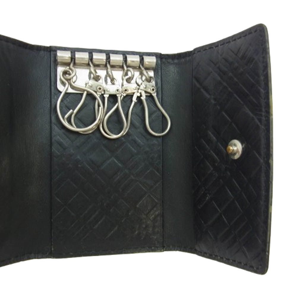 BURBERRY BLACK LABEL バーバリーブラックレーベル ロゴプレート レザー キーケース ブラック系【中古】