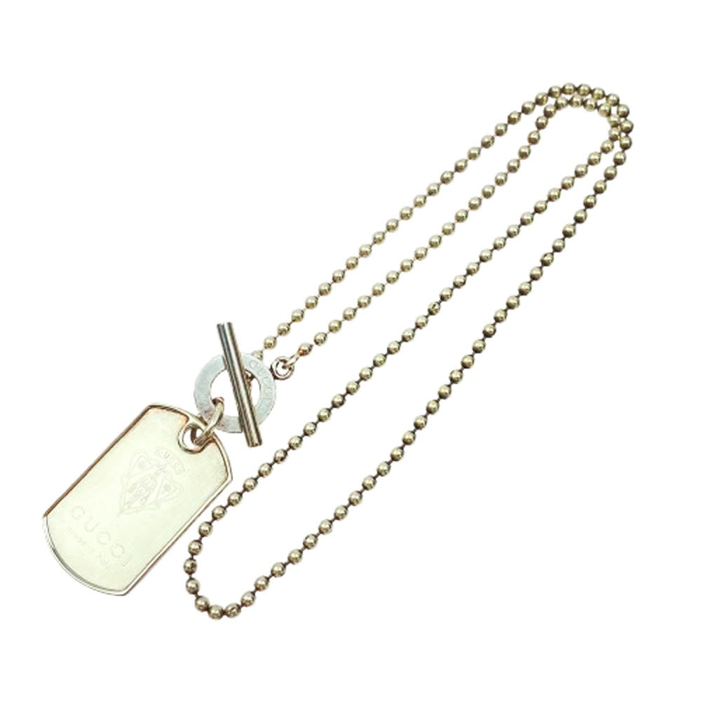 GUCCI グッチ ドッグタグ ボール チェーン ネックレス シルバー系【中古】
