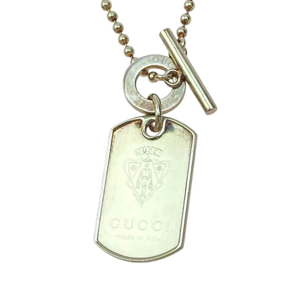 GUCCI グッチ ドッグタグ ボール チェーン ネックレス シルバー系【中古】