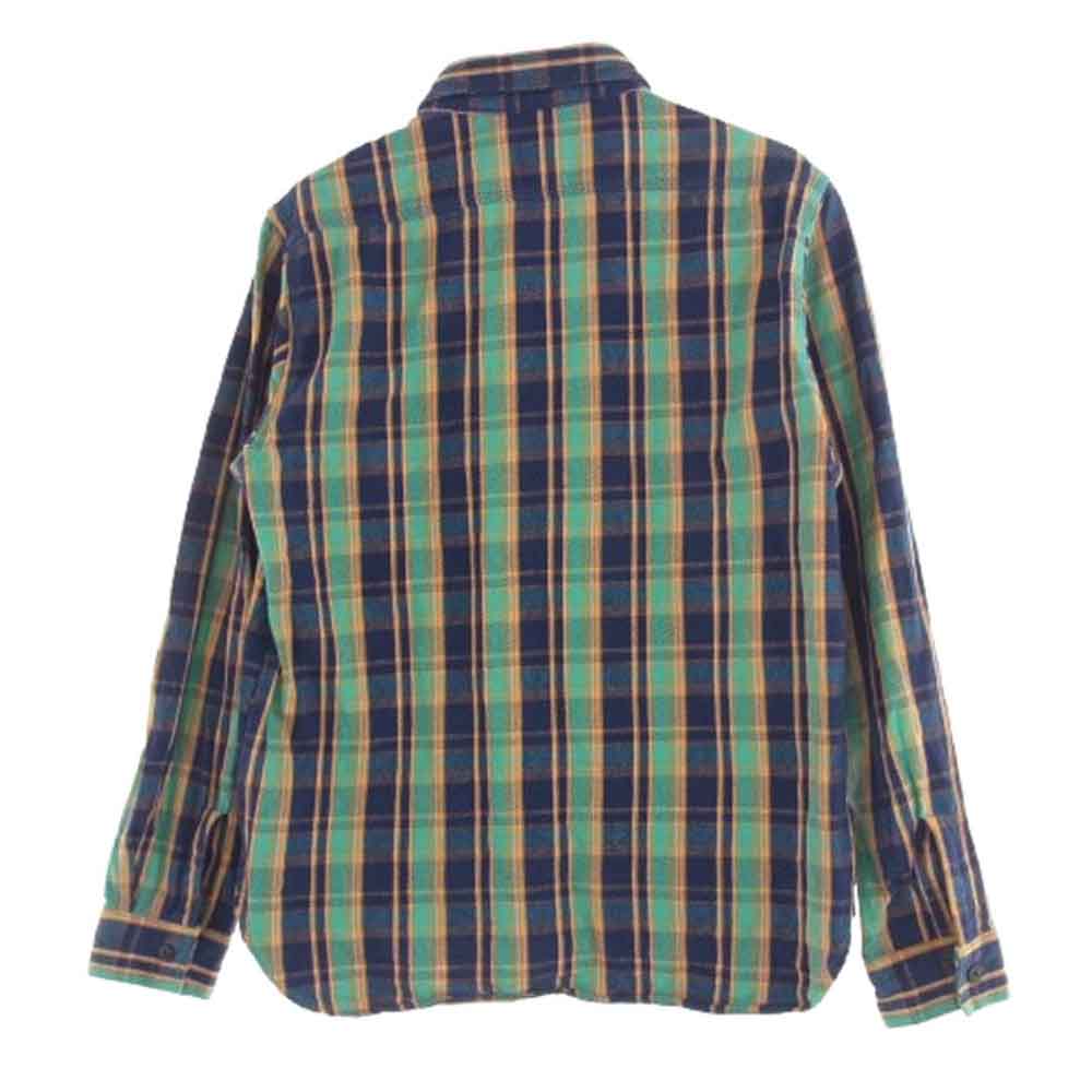 HOUSTON ヒューストン フランネル 長袖 チェック シャツ グリーン系 XL【中古】