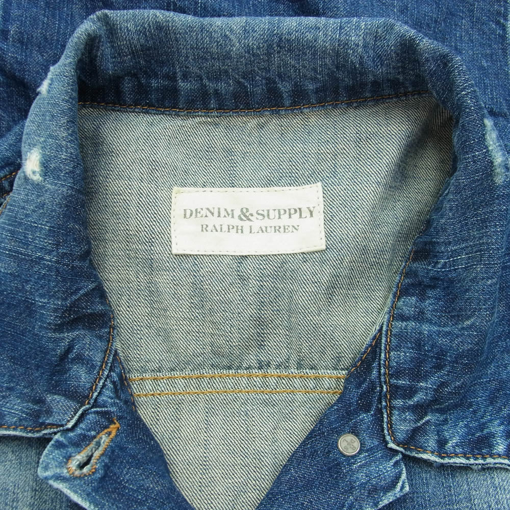 RALPH LAUREN ラルフローレン denim&supply デニムアンドサプライ ダメージ 加工 デニム ジャケット インディゴブルー系 XL【中古】