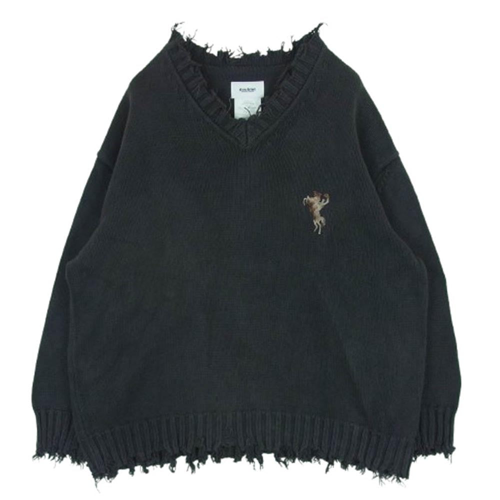 doublet ダブレット 23SS 23SS38KN109 OVERSIZED CUT OFF KNIT PULLOVER オーバーサイズ カット オフ ニット プルオーバー ダークグレー系 M【中古】
