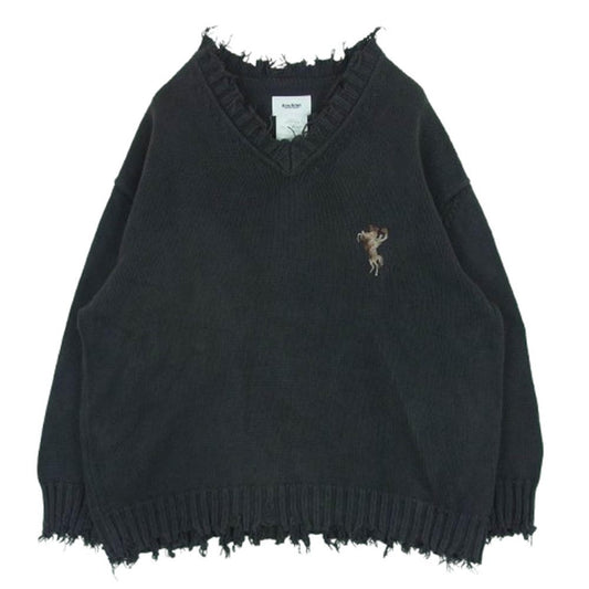 doublet ダブレット 23SS 23SS38KN109 OVERSIZED CUT OFF KNIT PULLOVER オーバーサイズ カット オフ ニット プルオーバー ダークグレー系 M【中古】