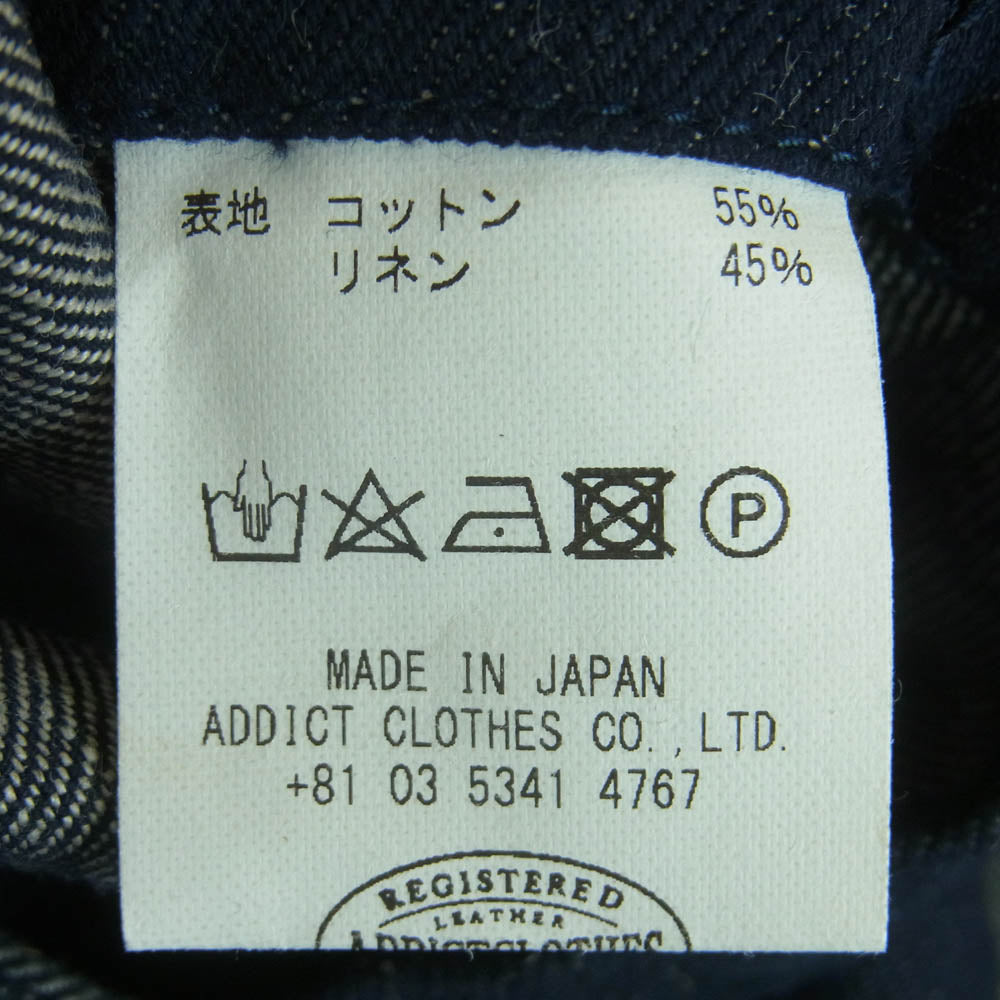 ADDICT CLOTHES アディクトクローズ ACVM リネン混 コットン デニム フレンチ カバーオール ジャケット インディゴブルー系 44【中古】
