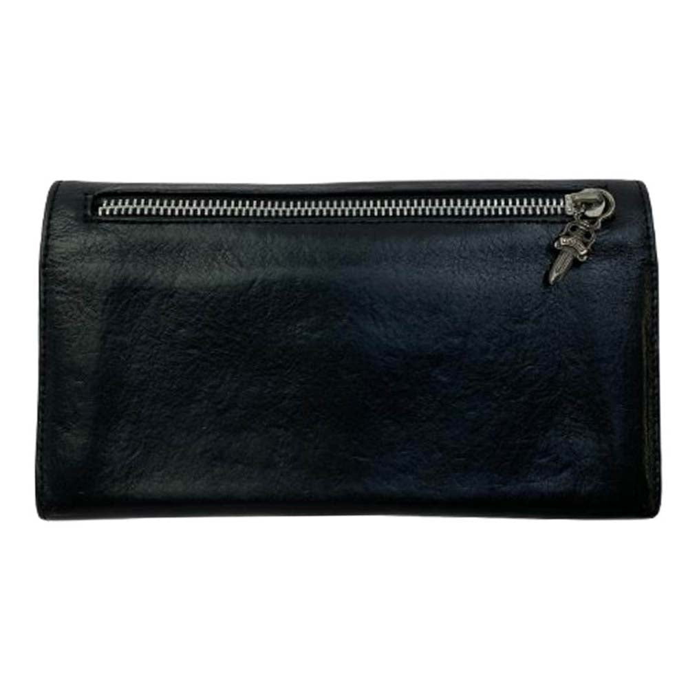 CHROME HEARTS クロムハーツ（原本無） LONG WALLET グリーシー クロスボール ウォレット 長財布 ブラック系【中古】
