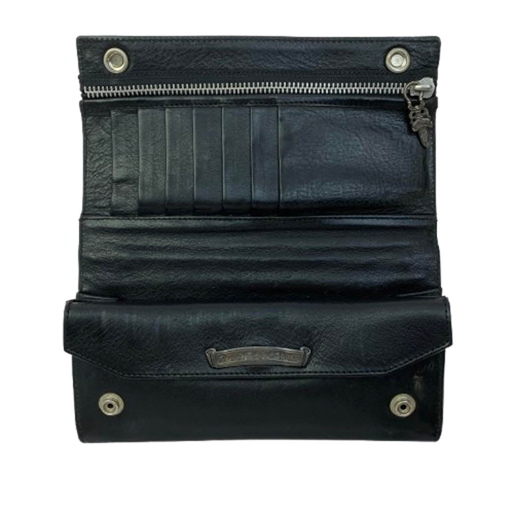CHROME HEARTS クロムハーツ（原本無） LONG WALLET グリーシー クロスボール ウォレット 長財布 ブラック系【中古】