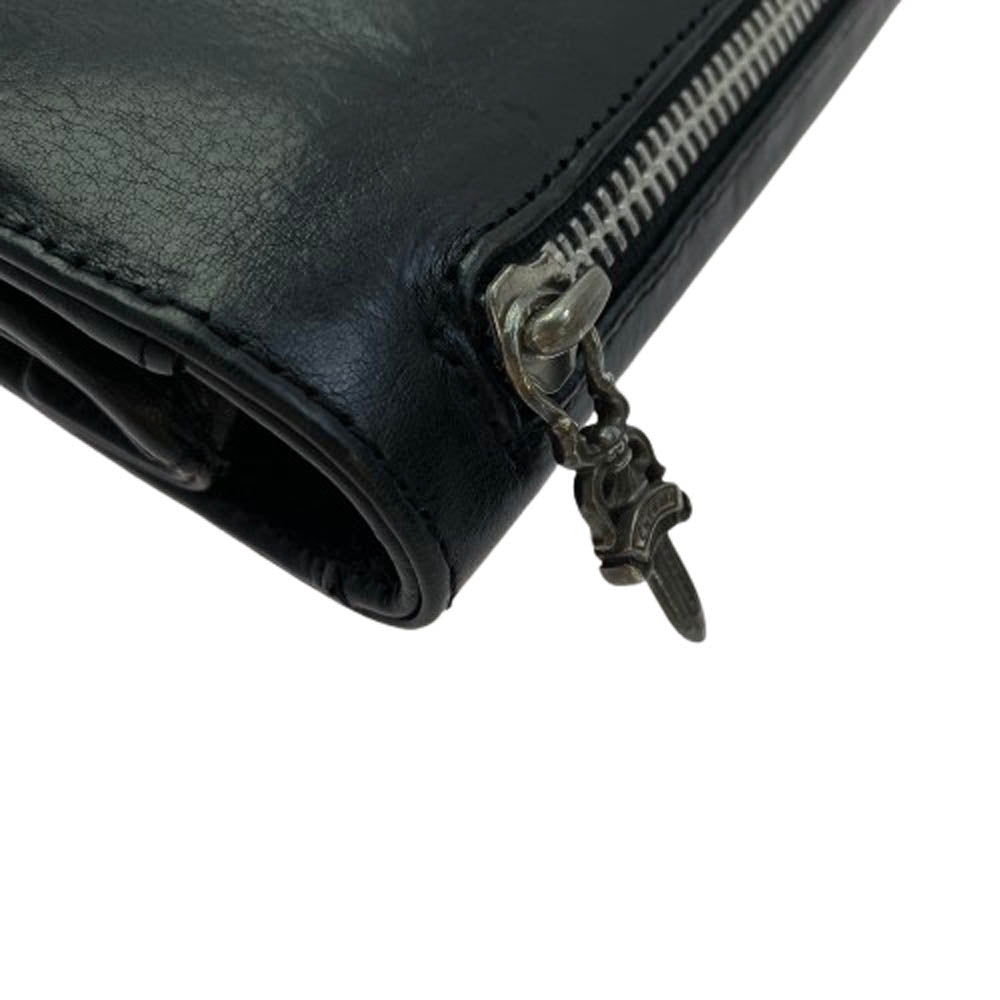 CHROME HEARTS クロムハーツ（原本無） LONG WALLET グリーシー クロスボール ウォレット 長財布 ブラック系【中古】