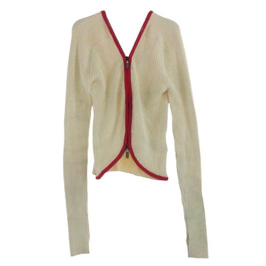 DIESEL ディーゼル A09459 Vカット レーヨン ダブル ジップ ニット カーディガン オフホワイト系 S【中古】