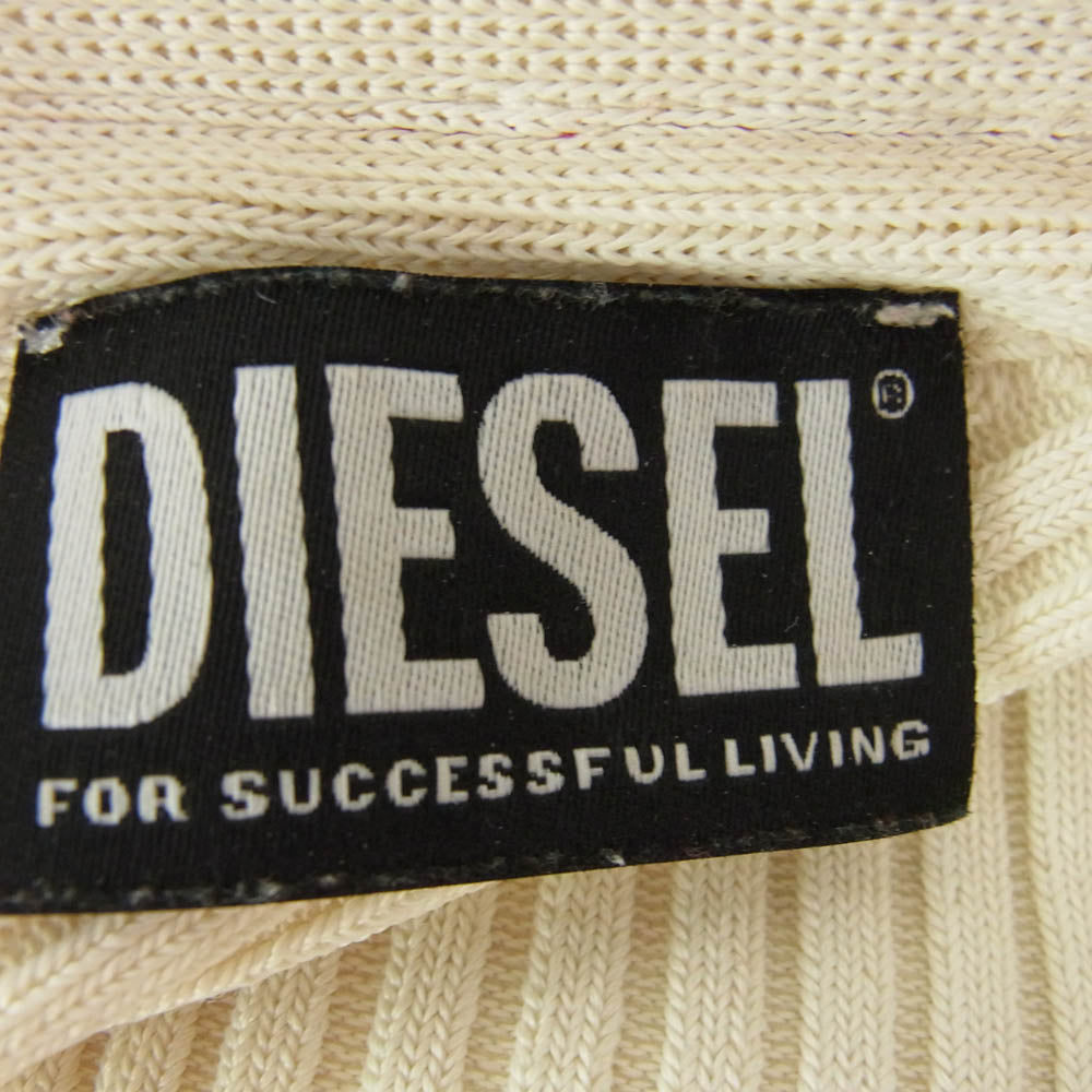 DIESEL ディーゼル A09459 Vカット レーヨン ダブル ジップ ニット カーディガン オフホワイト系 S【中古】